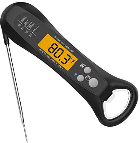 5 Termometro digitale per alimenti, Termometro digitale per carne veloce e preciso con retroilluminazione e calibrazione, Termometro da cucina impermeabile per grigliate, barbecue Ytger
