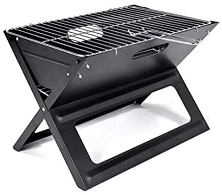 Kolgrill Picknick Grill Träkolgrill Portabel X Shape BBQ Grill Utomhus Enkel Hopfällbar Kolgrill För Camping Kolgrillar Picknickgrill (Color : Black)