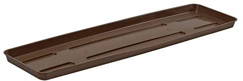 VERDENIA Rattan Blumentopf Untersetzer Blumenuntersetzer für Pflanzen und Kräuter Blumentopfuntersetzer aus Kunststoff Leicht Stabil Rechteck Viele Farben Viele Größen 21911 Braun