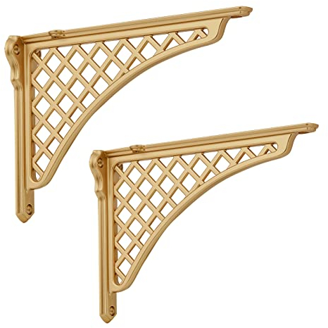 Barock L-förmige Regalhalterungen, DIY-Projekte, 2 Stück (gebürstetes Gold, 8 Zoll)
