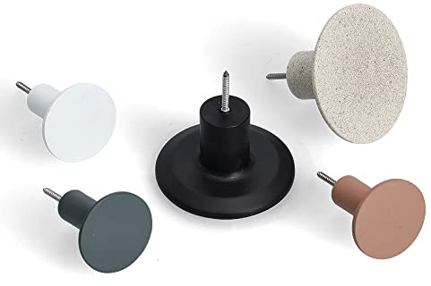 Zeller 13817 Wandhaken-Set, 5-tlg., Polyresin, ca. Ø 8,4 x 8 cm (2x), Ø 5 x 8 cm (3x)