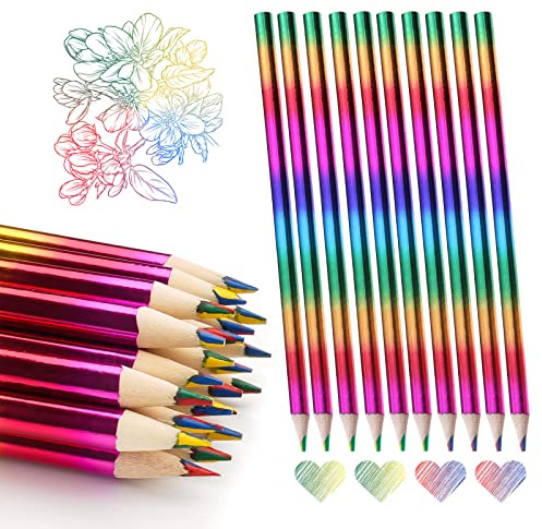 Ailvor 30 Stück Regenbogenstift, 4 in 1 Regenbogenfarben | Buntstift Mehrfarbig, Zeichnung Bleistift Set für Kunst Zeichnung, Skizzieren und Färbung