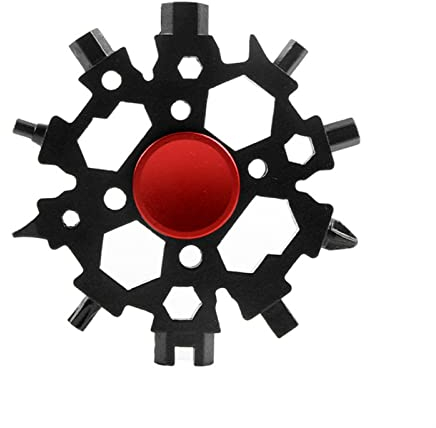 18-in-1 Snowflake Multi Tool,Incredible Tool,Snowflake Multitool 23 In 1 Snowflake Wrench Multifunction Screwdriver Pocket Keychain Spanner Outdoor Camp Survive Tool (Color : Black) ( Color : Redblack