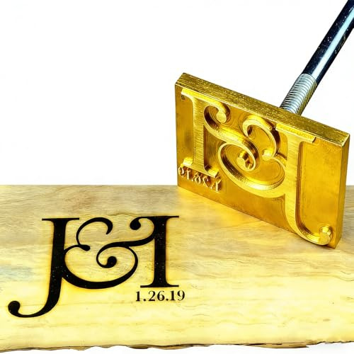 AIMOADO Brandeisen für Holz, personalisierbarer Hitzestempel für Holzarbeiter, inklusive Griff (3,8 x 3,8 cm)