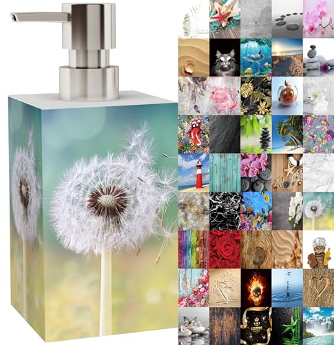 Seifenspender | viele schöne Seifenspender zur Auswahl | modernes, stylisches Design | Blickfang für jedes Badezimmer (Pusteblume)