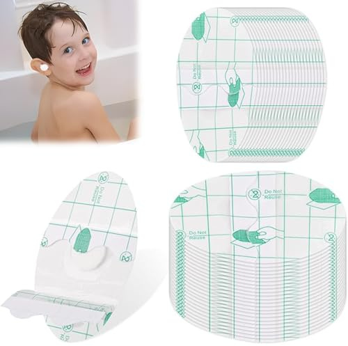 XOUDKE 60 Pezzi Copriorecchie Trasparenti UltraSottili per Doccia Adesivi Auricolari Impermeabili USA e Getta Protezioni per Le Orecchie da Doccia Trasparenti con Tappi per Le Orecchie, per Bambini