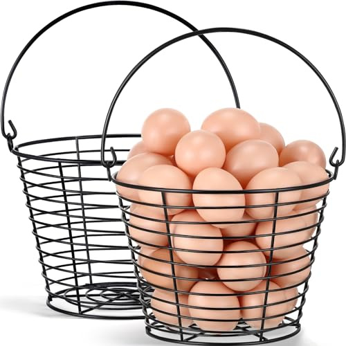 Tandefio 2 Pcs 8 Egg Basket for Storage Collecting Carrying and Transporting Chicken and Duck Eggs, Farm Grade Wire Storage Basket