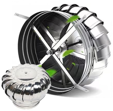 FENGZEQUAN Non Power Roof Ventilator Outside Dryer Vent Covers,Chimney Cap Rotation Air Vent Outlet, For Chimney/Shed Roof Industrial Rotating Roofing Ventilator, Wind Driven (Size : 100mm/3.94in)