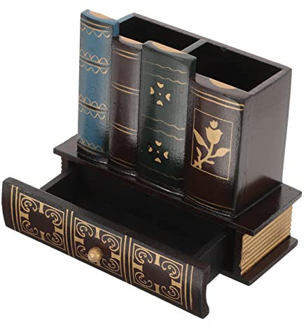 LALAFINA Retro Kreativer Stifthalter Behälter Mit Deckel Bleistifthalter Topf Stiftbecher Waschtisch Aufbewahrungsbox Bleistifthalter Holz Holzdekor Holzkasten Büro Bücher Mdf