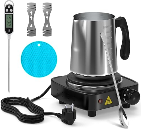 Ohcans Candle Making Kit with Electronic Hot Plate, Candle Making Kit for Adults, DIY Starter Candle Making Supplies, with 900ml Candle Pouring Pot, Stirring Spoon, Wicks Holder, Thermometers