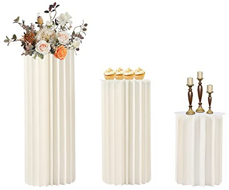 3 vasi di cartone a colonna di fiori, colore bianco, colonne di carta pieghevoli, supporto per fiori, decorazione da tavola, vaso alto geometrico, colonna di fiori per giardino, decorazione per feste,