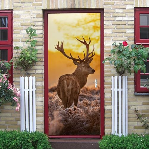 Türtapete Türaufkleber Selbstklebend Tier Hirsch 90 X 200 Cm Türfolie Türbilder Türposter Türklebefolie Abstrakt Abnehmbar Wohnzimmer Küche Schlafzimmer Wandaufkleber - Foto Der Kinderzimmert -6J5E9L8