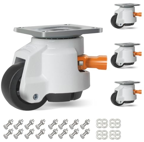 IQWTU Levelling Castors Heavy Duty Castors for Workbench Capacity 1000KG, 50MM Furniture Castors with Ratchet Handle Design, 360 Degree Swivel Castors Industrial Castor Wheels for Equipment, Shelves
