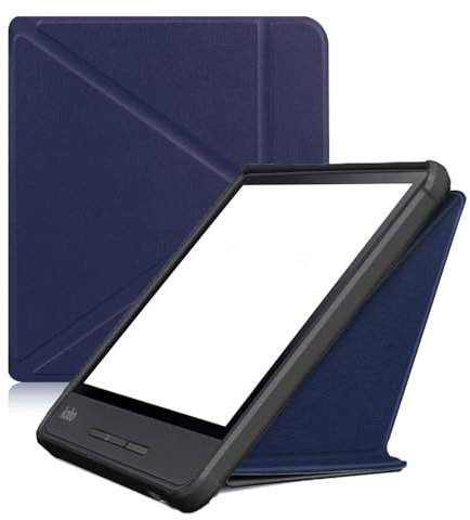 Zrengp for Kobo Forma 8 inch E-Reader (2018 Release Version) E-Book Soft TPU Cover, Ultra Slim Folio PU Leather Case with Sleep/Wake Up Function for Kobo Forma 2018 (Dark Blue)