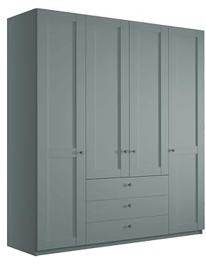 WIEMANN Drehtürenschrank mit 3 Schubkästen, Landhausstil Kleiderschrank 200cm breit, Salbeigrün, Höhe 216cm, Marlow