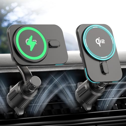 GuMosh Qi2 15W MagSafe Ladegerät Autohalterung für iPhone 16/15/14/13/12 Pro Max Plus Zubehör, Wireless Charger Kabellose Schnelles Handyhalterung Auto, Mobile Phone Holder, Kfz Handyladestationen