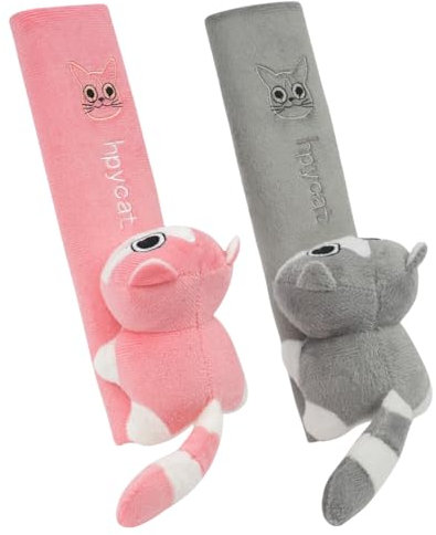 URAQT 2 Stück Gurtpolster Auto Kinder, Auto Gurtpolster Gurtschutz mit Katze Motiv, Schutzkissen und Samtbeutel Groß für mehr Komfort auf der Reise (Katze)