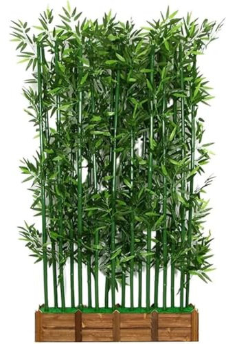 Patio Künstlicher Bambus Privacy Zaun, Raumteiler Im Freien Faux Plant Privacy Zaun Screen Für Balkon Hinterhof Gartendeck(1m,80cm Base+14 Poles)