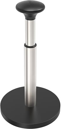 WZRUA Black Kitchen Roll Holder Free Standing, Push and Tear Paper Towel Holder for Easy Tearing Off, SUS304 Stainless Steel Kitchen Roll Holder Counter Top