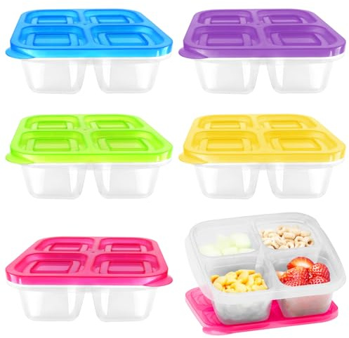 KIPTVO 5PCS Bento Lunch Box, Snack Box with Compartments, Bento Box, Lunch Box Adults, Bento Lunch Box for Kids, Lunch Box with Compartments, for School Work Travel Picnic, Microwaveable