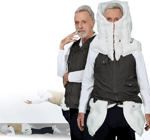 Smart Anti-Fall Clothing for The Elderly, Smart Airbag Vest, Anti-Fall Airbag Vest, for The Elderly Airbag Triggering in 0.01 Seconds,Black-L
