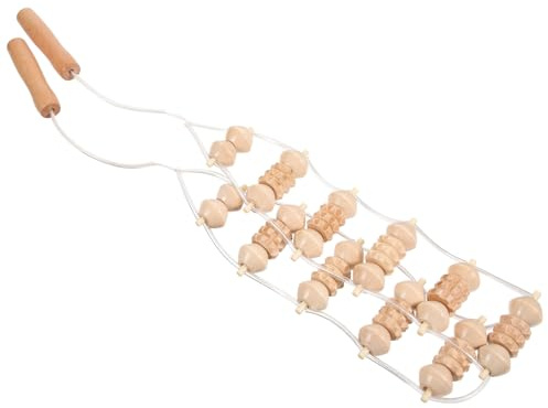 Rückenstreckmassagegerät und Seil für Zuhause und Urlaub | Manuelle Dehnung, Beige Ausführung, für Rücken und Nacken, Hilft bei Verspannungen und Mehr Komfort