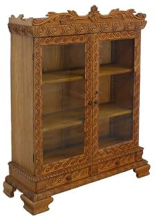 Generisch Vitrine antik um 1900 Bücherschrank Neorenaissance Vitrinenschrank aus Eiche B: 100 cm -11493-