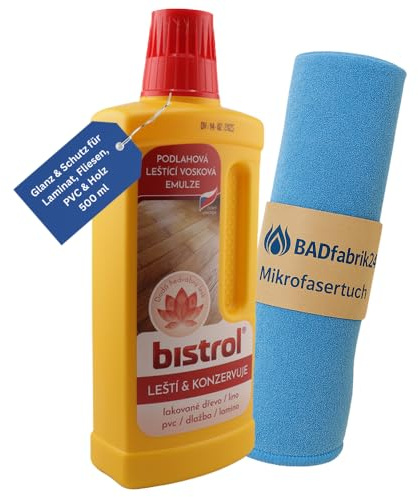 BADfabrik24 BISTROL Bodenpflege 500 ml mit Mikrofasertuch 40 x 40 cm