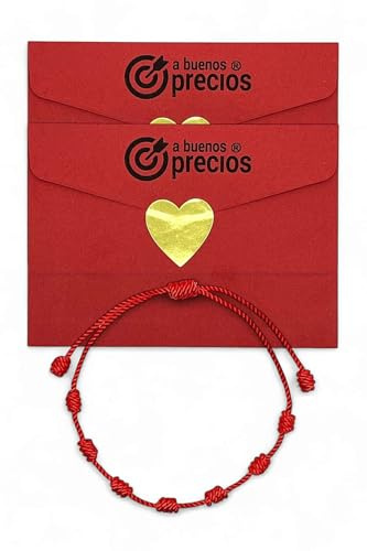 A BUENOS PRECIOS® - Bracciali a 7 nodi rosso originale - Filo rosso protezione energia negativa - Amuleto contro il malocchio e la buona fortuna - Per donna uomo bambini coppia amici, Desde 11 cm a 28