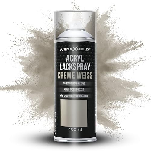 WerkXheld Sprühlack 400ml - Hochwertiges Lackspray Creme Weiß RAL 9001, Vielseitig anwendbar auf Holz, Metall & Textil, Langlebiger Acryllack Spray