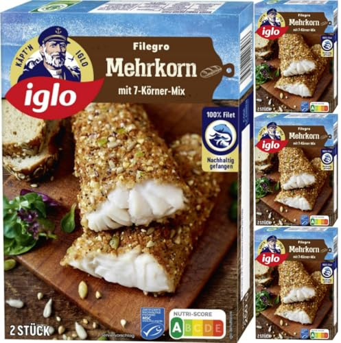 Iglo Filegro Mehrkorn mit 7-Körner-Mix Fisch-Filets 250 Gramm, 4 Er