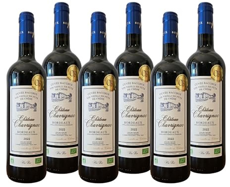 Château Chavrignac | Cuvée Bacchus 2022 | Lot 6x75 cl | Bio Médaillé Or | AOC | Vin rouge | Élevage 12 mois en barriques | Cabernet Sauvignon & Petit Verdot | Domaine familial 1964 | Biodynamie