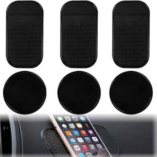 6 Stück Anti Rutsch Pad Auto, BQRKOTM Waschbare Antirutschmatte Auto Non-Slip Matte für Handy Armaturenbrett,Wiederverwendbarer Doppelseitig Klebende Nano Gel Pad
