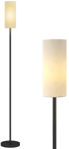 HOMCOM Floor Lamp for Living Room with Linen Shade, Foot Switch, White