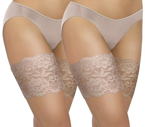 sesto senso 2 pares de bandas de muslo de encaje sexy elástico antifricción tiras de silicona