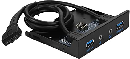 KIMISS USB 3.0 Frontplattenadapter mit HD - und Mikrofon - Kompatibel mit 3,5 Zoll Floppy Laufwerk, Dual USB Hub für Desktop Computer