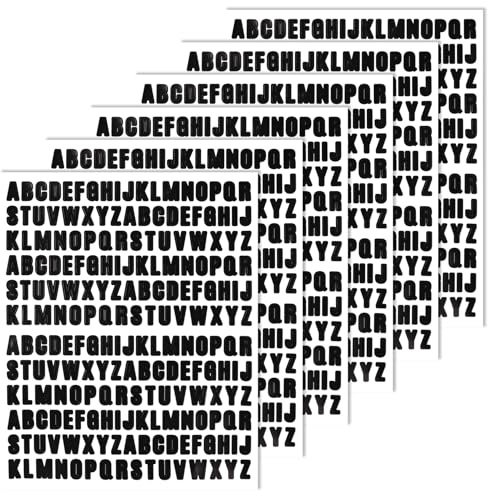 BINLINHONGO 1248 Pcs Small Alphabet Stickers, 6 Sheets 0.5 Inch Self-Adhesive Vinyl Letter Sticker Decals for Scrapbooks, Greeting Cards, Envelopes, Water Bottle - Black