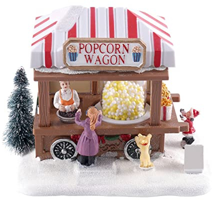 Aboiled Pueblo navideño iluminado con luces LED, pueblo navideño colorido con música