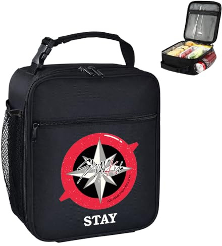 SOSAYI Bolsa térmica pequeña Stray, bolsa de almuerzo negra SKZ, bolsa de almuerzo portátil, bolsa térmica para la escuela, la oficina, viajes, picnic, mercancía de STAY Kpop