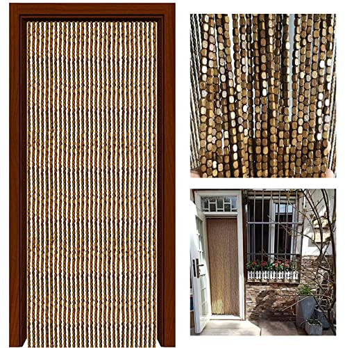 Bamboo Beaded Door Curtains - Decorative Wooden Fly Screen Room Divider Customizable 140 Strands (140x200cm) for Bedroom & Living Room Stylish Home Decor Panels