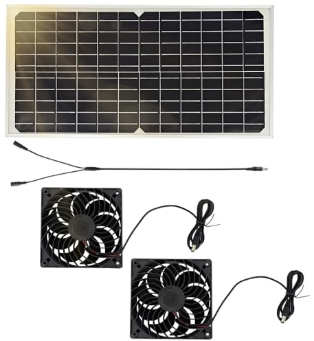 Solar Ventilator 16w, Wasserdichter Solarventilator mit DC Doppelventilator, IP65 Solarpanel Ventilator, Solar Lüfter für Kleine Hühnerställe, Gewächshäuser, Schuppen, Haustierhäuser, Fensterauspuff