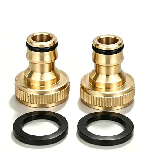 Kontazmi 2 unidades de acoplamiento rápido de latón de 3/4 pulgadas, rosca interior para grifo, adaptador de conector de manguera compatible con sistema enchufable Gardena, utilizable para jardín