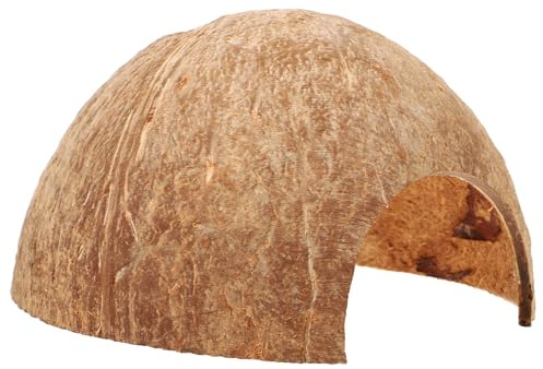 EXHUMKY Escondite Natural para Reptiles Hecho de Cáscara de Fruta Tropical, Tamaño Mediano, Decoración Delicada para Terrarios, Refugio Seguro para Tortugas, Lagartos y Arañas en