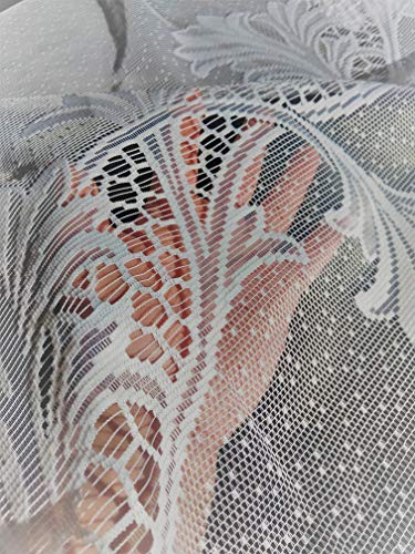 Fertiggardine Jacquard Voile weiß 150 x 500cm mit Kräuselband transparent Nr 207880