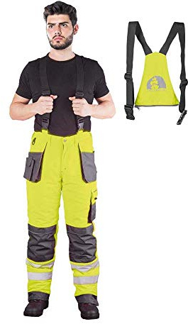 Leber&Hollman Winterlatzhose Latzhose Schutzhose Arbeitslatzhose Warnhose 2in1(LH-FMNWX-B-YSB)
