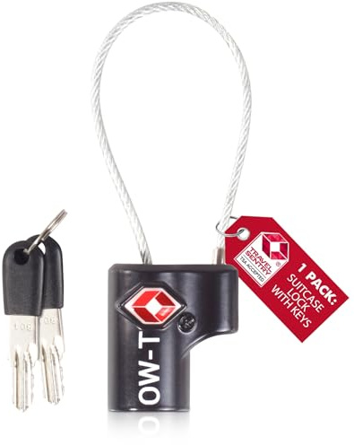 OW-Travel Suitcase Locks with Keys, TSA Approved Luggage Padlocks, Black 1