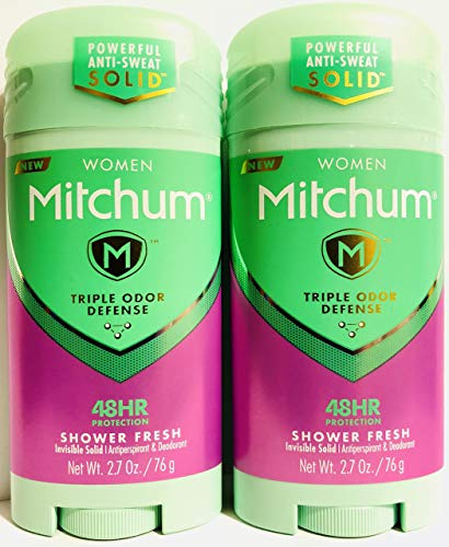 Mitchum Antiperspirant & Deodorant For Women - Invisible Solid - Shower Fresh - Net Wt. 2.7 OZ (76 g) Per Stick - Pack of 2 Sticks