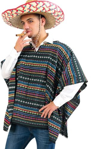 KarnevalsTeufel Poncho El Paco Überwurf bunt Mexikanisch Tag der Toten Dia de los Muertos Siesta