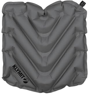 Klymit Asiento en V, cojín de Viaje Inflable Ligero, Ideal para Camping, gradas o Almohadilla de Vidrio, Color Gris