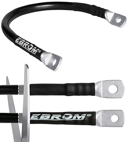 EBROM Batteriekabel MASSEKABEL 10 mm² Schwarz, Wahl: 30 cm M10+M10 Schuhe | viele Längen ab 30cm bis 10m - Ringösen/Kabelschuhe M6/M8/M10 kombinierbar 10 mm2